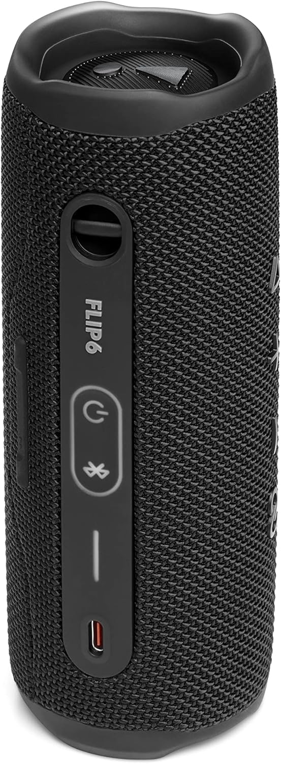 JBL Flip 6 Portable IP67 Waterproof Speaker with Bold Original Pro Sound, 2-Way Speaker, Powerful Sound and Deep Bass, 12 Hours Battery, Safe USB-C Charging Protection - Black, JBLFLIP6BLK