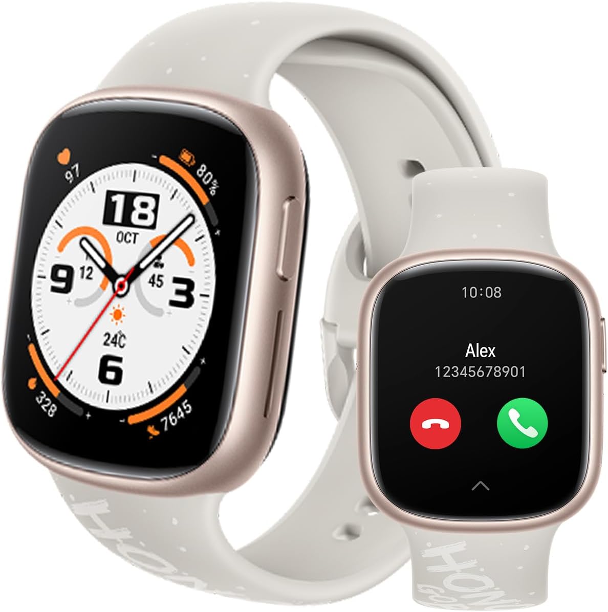 HONOR WATCH 4 SmartWatch, Bluetooth Calling, 1.75 inch AMOLED, GPS, 14 Days Standy, Spo2, Heart Rate and Stress Monitor, 5ATM, Compatible with Android and iOS, White