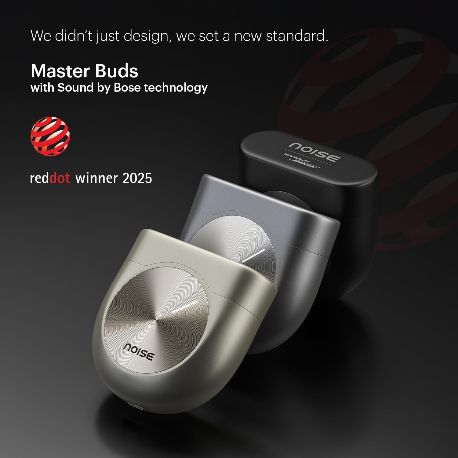 Noise Master Buds, Sound by Bose in-Ear Bluetooth Earbuds, Up to 49dB Adaptive ANC, LHDC 5.0, Immersive Spatial Audio, 44H Playtime with 6 mic ENC, Dual Pairing, IPX5 Ear Buds TWS (Silver)