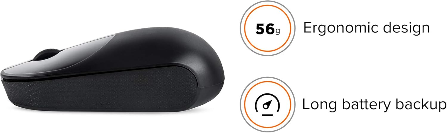 Mi Portable Wireless Mouse with Ergonomic Design, Long Battery Backup, 1200 DPI High Resolution and Ultra Lightweight (Black)