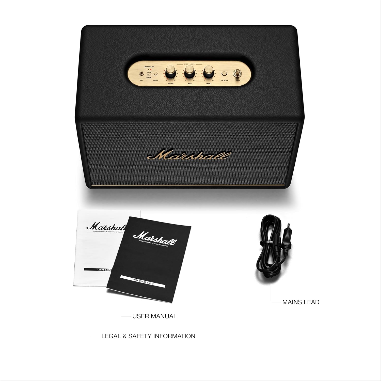 Marshall Woburn III 120W Premium Home Wireless Speaker with Bluetooth 5.2 and Multiple Inputs - Enjoy signature Marshall sound | Black