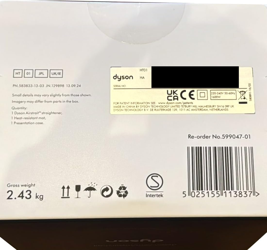 Dyson Airstrait Straightener HT01 Wet to Dry Hair Straightening 1600W (Jasper Plum) - International Version