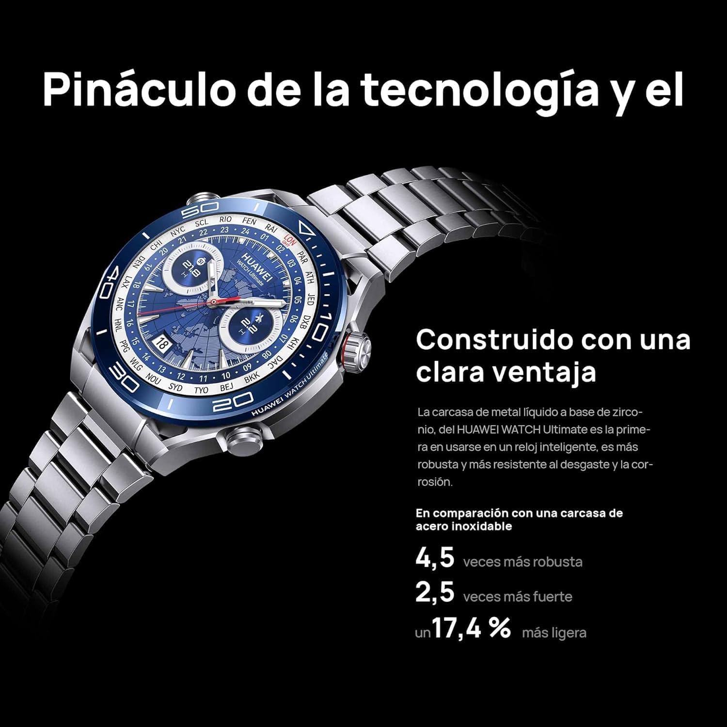 HUAWEI WATCH Ultimate, 1.5-inch AMOLED watch dial, zircon-based liquid metal, nano-tech ceramic bezel, 100-metre water resistance, 14-day battery life, compatible with Android & iOS, Black