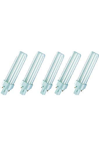 Osram 2 Pin Dulux D Luminous Flux Home Decorative Durable Fluorescent Lamp (G24d-2 18W 840 4000K 1200lm, Cool White) -Pack of 5