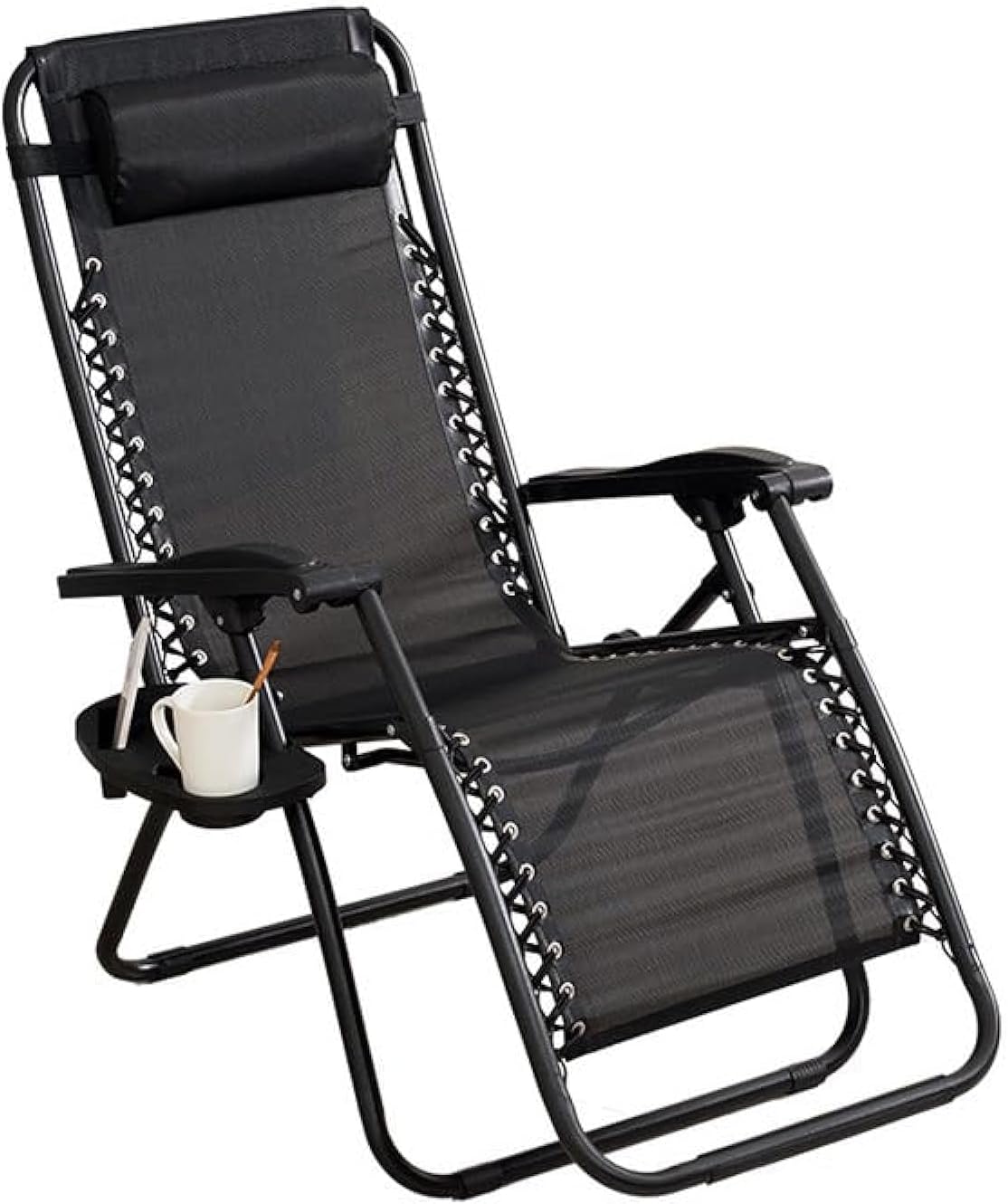 Foldable Camping Chair Outdoor Lounges Chair Garden Chair Adjustable Beach Chair with Pillows Cup Holders for Poolside Backyard and Beach