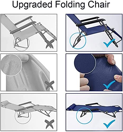 Foldable Beach Chair Lightweight Portable Camping Chair,Zero Gravity With Headrest/Beach Sun Lounger/Camping Bed Outdoor Folding Head Rest-Blue