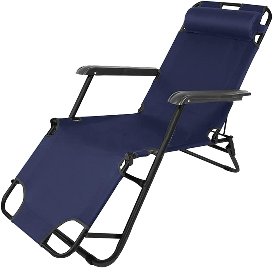 Foldable Beach Chair Lightweight Portable Camping Chair,Zero Gravity With Headrest/Beach Sun Lounger/Camping Bed Outdoor Folding Head Rest-Blue