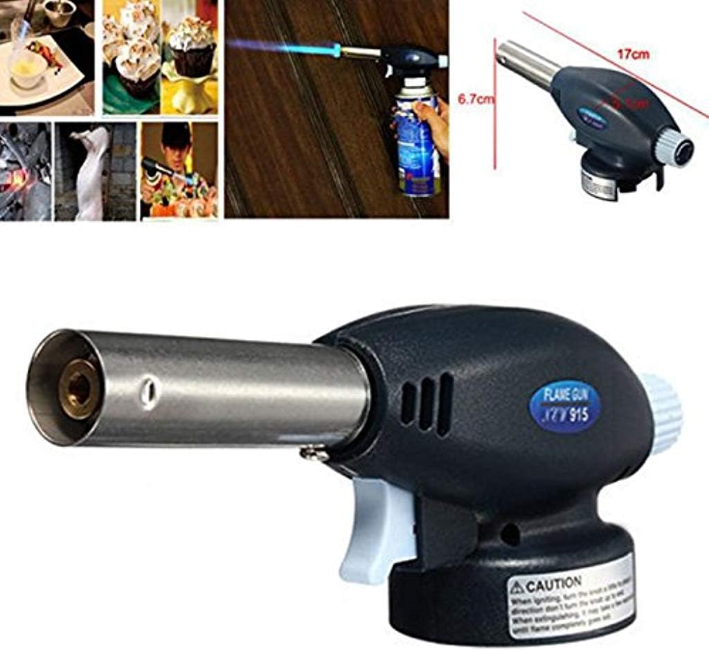 Flamethrower Butane Burner Auto Ignition Gas Torch Flame Gun Camping Weldin Blow Torch for Creme Brulee, Kitchen, Cooking, BBQ
