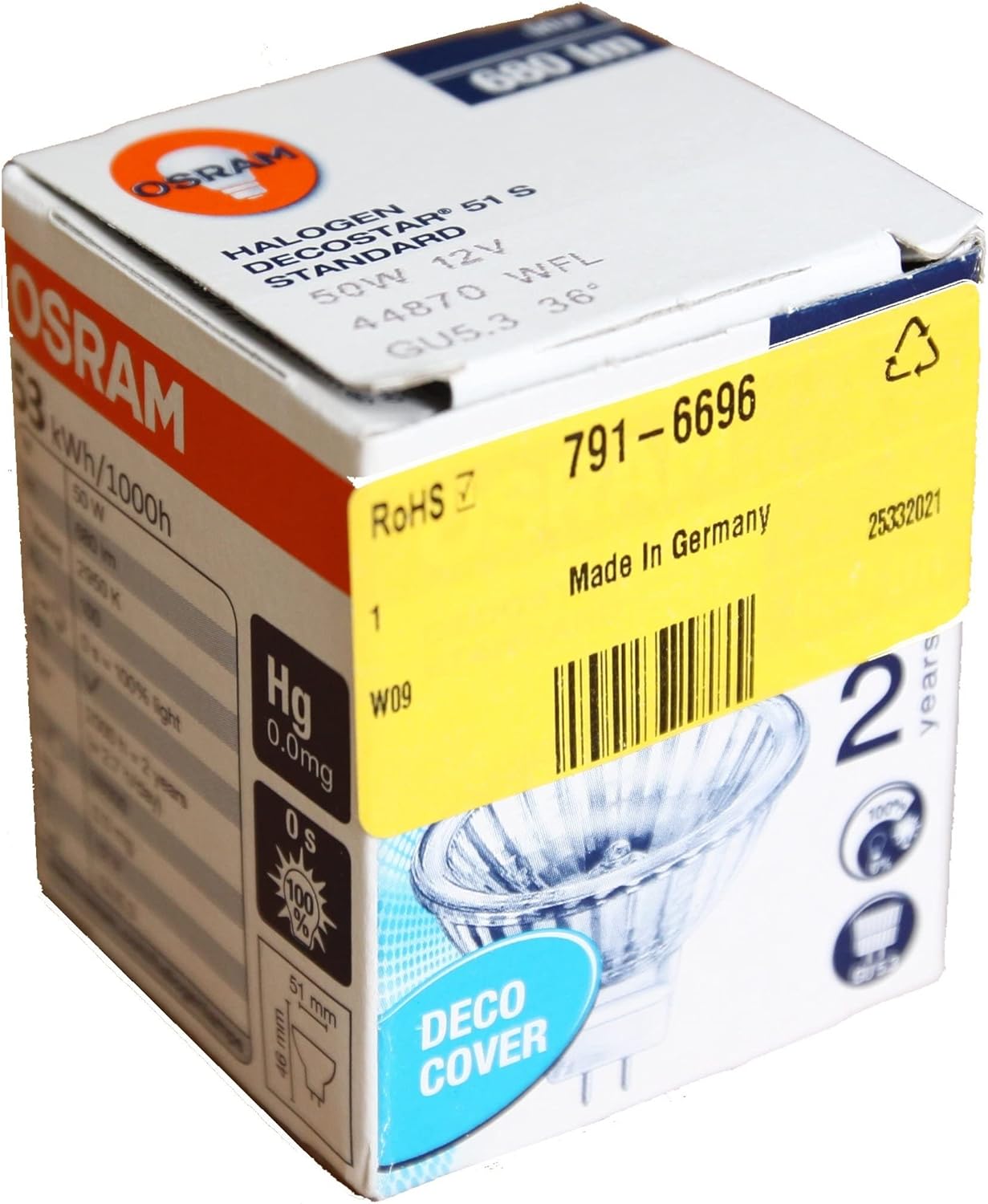 Osram Dulux Superstar Mini Twist 50W Halogen Reflector Lamp GU5.3