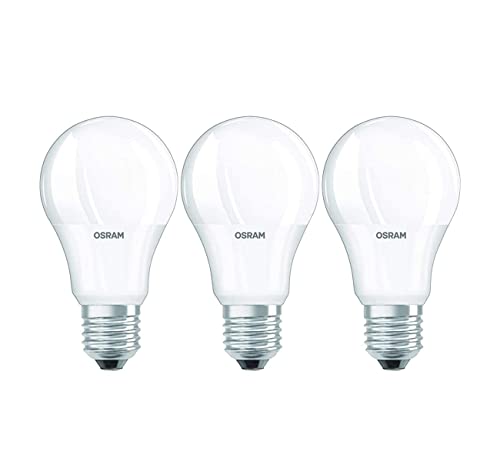 Osram LED Lamp/E27 Base/Warm White (2700 K)/Replaces 60 W Incandescent Bulbs/8.50 W/Frosted/LED Base Classic A, Pack of 3