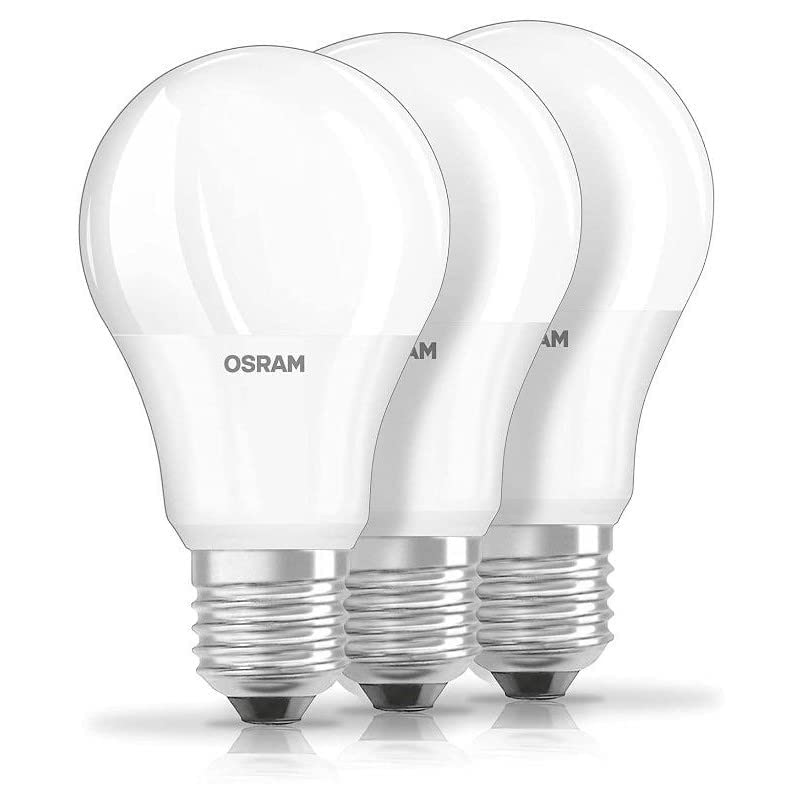 Osram LED Lamp/E27 Base/Warm White (2700 K)/Replaces 60 W Incandescent Bulbs/8.50 W/Frosted/LED Base Classic A, Pack of 3