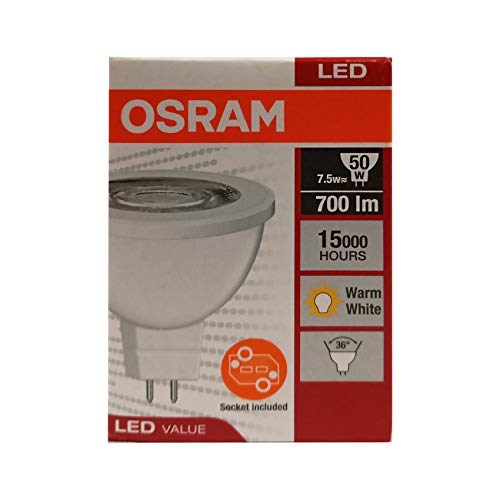 Osram LED Value MR16 50/36 7.5W/240V Light, 700lm, Warm White
