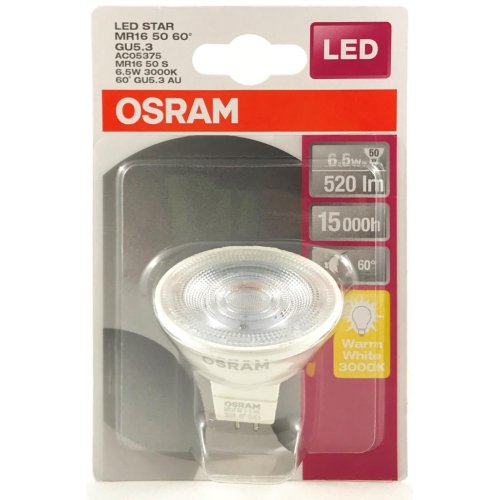 Osram LED MR16 12V Down Light GU5.3 spot light 5.5w 500Lm , 6500K - Pack of 10