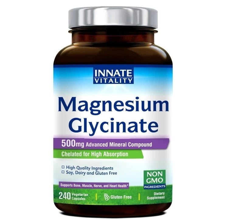 Innate Vitality Magnesium Glycinate 500mg,120 Veggie Capsules