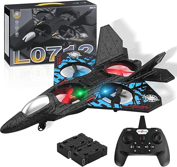 AASHZ RC Plane L0712, 2.4GHz Remote Control Aircraft with LED Lights, Easy to Fly Toy Jet for Kids & Adults, Durable Foam Fighter Airplane, USB Rechargeable Gift for Boys