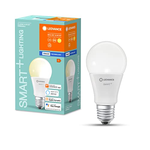 LEDVANCE LED lamp, Base: E27, Warm White, 2700 K, 9 W, Replacement for 60 W Incandescent Bulb, Smart+ Classic Dimmable [Energy Efficiency Class A+] [Energy Class A+]