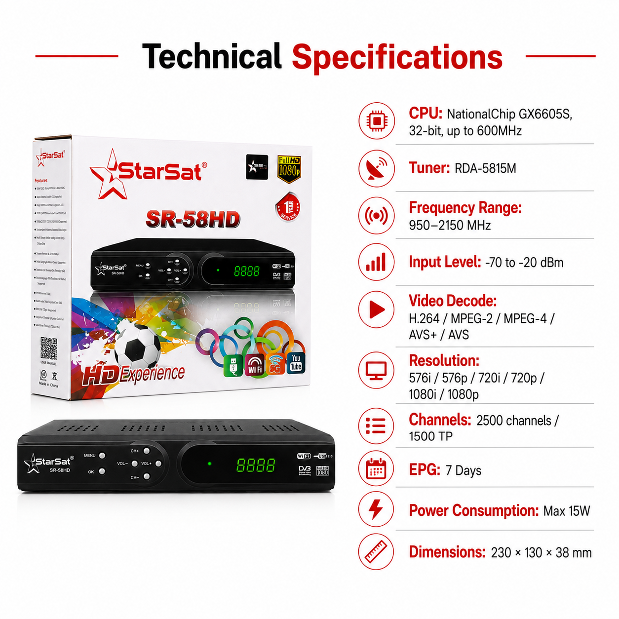 StarSat SR-58HD Full HD Satellite Receiver