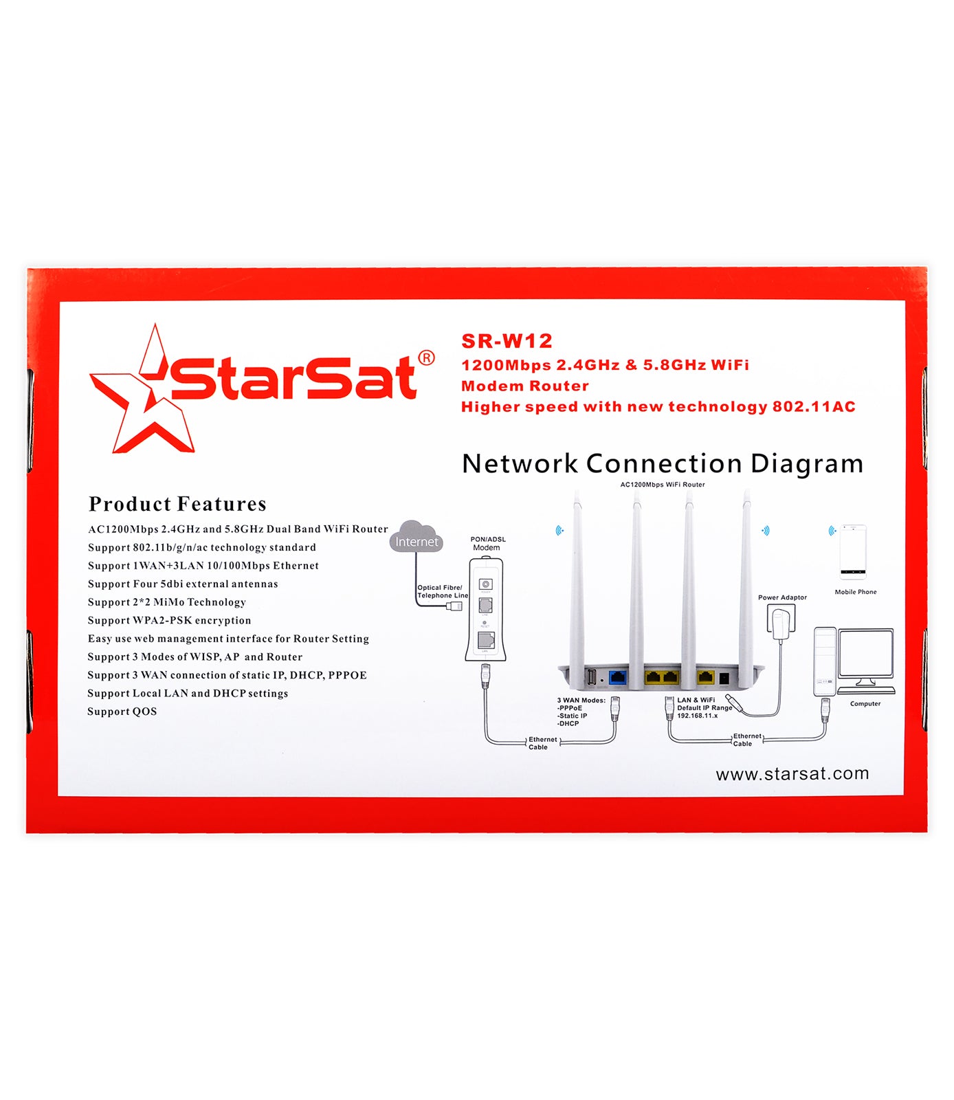 StarSat SR-W12 1200Mbps WiFi Router