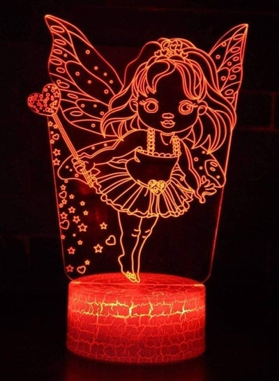 Fashion and Beauty Led Lovey Cartoon 7 Color Change Touch Table Lamp USB Butterfly Fairy Girls Bedroom Bedside Decor.