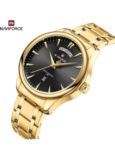 ساعة NAVIFORCE Fashion كاجوال من الستانلس ستيل مقاومة للماء، ساعة يد كوارتز كلاسيكية للأعمال NF9213