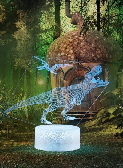 Multicolour 3D Dinosaur Night Light Decorative LED Bedside Desk Table Lamp 3D Illusion Light