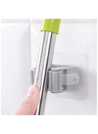Mop and Broom Holder Wall Mount 4 pack Broom Gripper Strong Hold Self Adhesive No Drilling Super Anti-Slip Broom and Dustpan Hanger for Home Kitchen Garden Garage Storage Systems Multi-color white