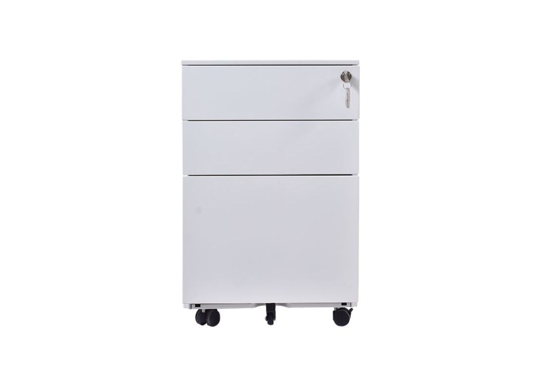 AMFAH 3-Drawer Rolling File Cabinet – Metal Mobile Pedestal with Lockable Wheels, Durable Welded Structure & Smooth Glide Rail for Home Office Storage (2+1 Design)| White