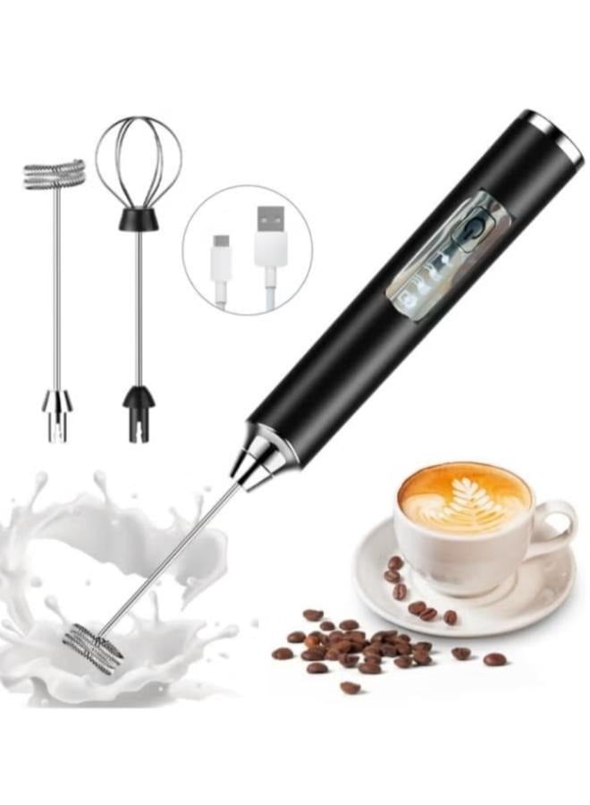 Rechargeable Electric Foam Maker, Milk Frother Handheld Foam Maker, Drink Mixer with Stainless whisks 3 Speed Adjustable Foam Maker Blender