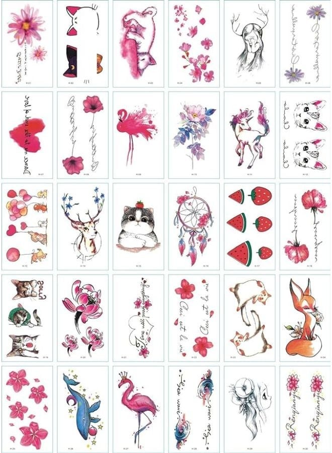 30 Sheets  DIY Temporary Tattoo Fashion Designs for Body