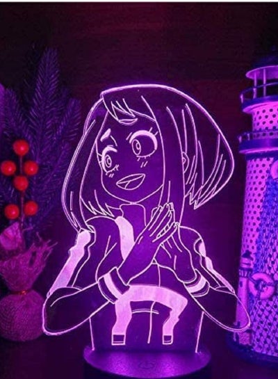 Multicolour 3D Lights Boku no Hero Academia OCHACO URARAKA 3D Lamp LED Illusion Night Lights Anime Lamp for Kids Bedroom Decor Manga Gadget Xmas Gift