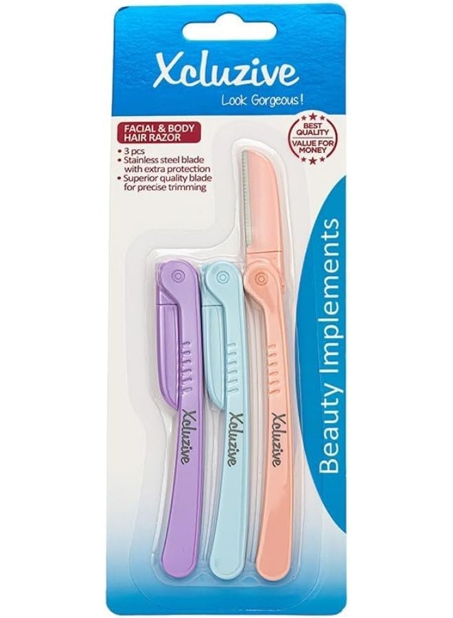 Xcluzive Facial & Body Hair Razor, Pack of 3, Plastic Handle, Unisex-Adults