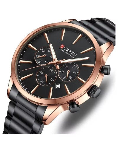 Curren 8435 Stylish Design Men's Watch, Luminous Display, Automatic Date Calendar, Luxury Wrist Watch - Black/Rose Gold