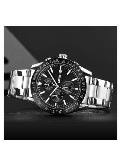 SKMEI 9253 Men Stopwatch Date Six Pin Stainless Steel Strap Quartz Watch