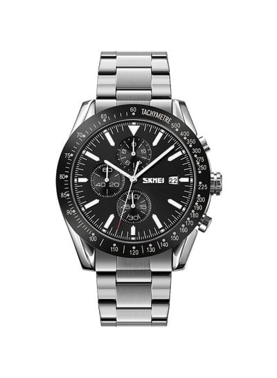 SKMEI 9253 Men Stopwatch Date Six Pin Stainless Steel Strap Quartz Watch