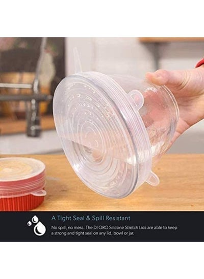 6 Pieces Silicone Stretch Lids Silicone Stretch Fresh Food Cover BPA-Free Stretch Lid Various Sizes Stack able Reusable Flexible to Fit All Shape of Containers