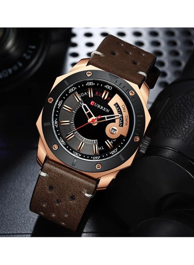 CURREN 8344 Original Brand Leather Straps Wrist Watch For Men With Brand Box