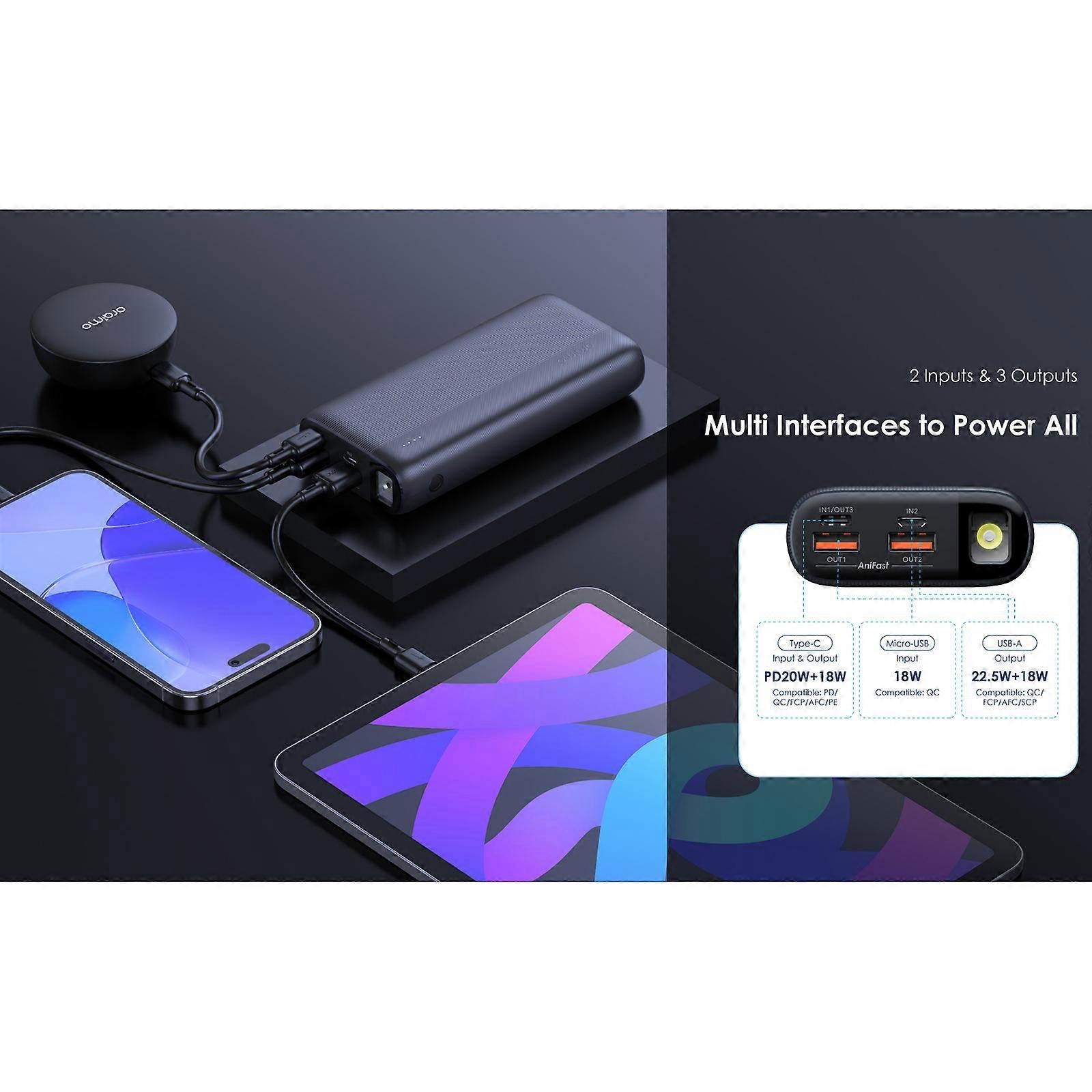 Oraimo Traveler 22.5 PD Powerbank 20000mAh Black OPB-7204Q
