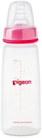 Pigeon Slim Neck Plastic Feeding Bottle With Transparent Cap, Ultra Soft Silicone Nipple, Anti Colic, BPA & BPS Free, 3+ Months, Assorted Colours, 200ml