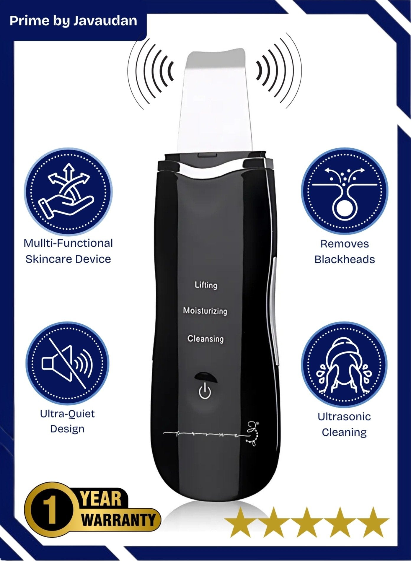 Premium Ultrasonic Blackhead Remover Skin Scrubber Face Scrubber Deep Facial Clean Machine and Whitehead Remover Pimple Extractor Pores Unclog Face Cleansing scrubber Peeling Shovel Rechargeable