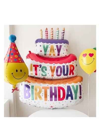 5 Pcs Its Your Birthday Three Layer Cake Foil Balloons for Birthday Party Decorations
