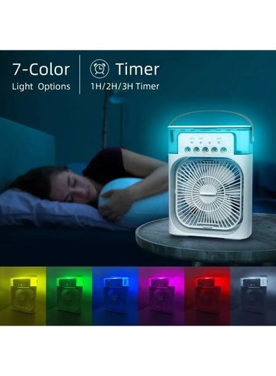 Air Cooler Fan Humidifier 3 in 1 Mini Evaporative Air Cooler with 7 Colors LED Light