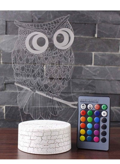 Owl Night Light for Kids 3D Optical Illusion Light 16 Colour Changing Night Lamp with Remote Control Bedside Lamp  Birthday Gifts for Children and Adult