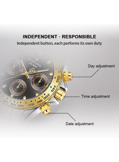 NAVIFORCE Mens/Womens Fashion Multifunction Watches Quartz Analog Stainless Steel Waterproof Watch NF9193