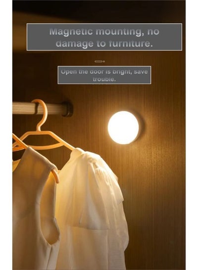 6 Pieces Motion Sensor Night Light Indoor Rechargeable Small Led Closet Light Warm and White Wireless Activated Sensored Smart Cabinet Lights Battery Operated for Hallway Stairs Bedroom