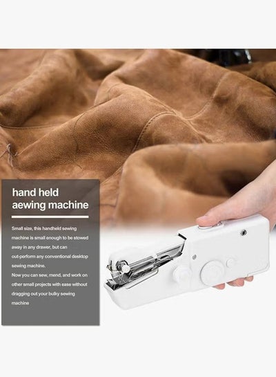 Mini Handheld Sewing Machine, Quick Handy Stitch Portable Hand Stitch Cordless With accessories for Beginner Fabric Clothing Children's Kids Cloth Curtain Home Travel DIY Household Use (White)