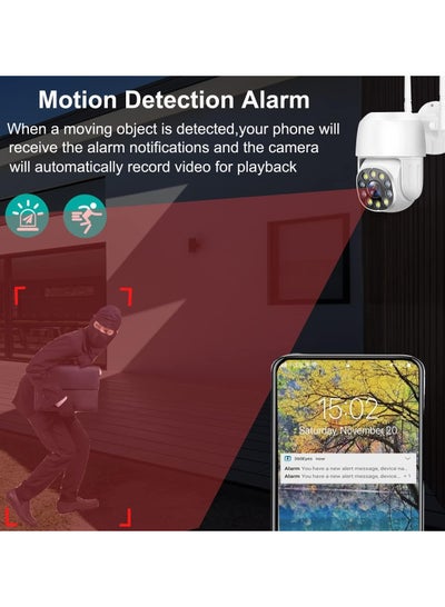 Security Outdoor Camera 1080P CCTV Wired Camera 2.4Ghz WiFi Surveillance Wireless Camera Home Security with 355°Pan 90°Tilt Auto Tracking Motion Detection Two-way Audio with Color Night Vision