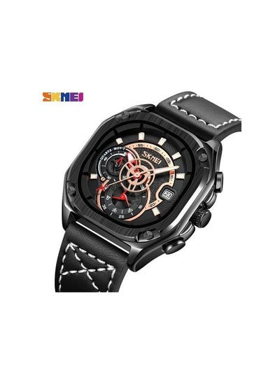 Skmei Men's Watches Leather Waterproof Quartz Watches Male Clock 9313