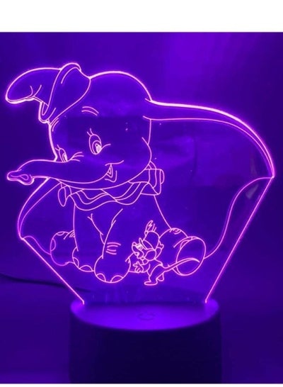 3D Illusion Lamp LED Night Light Movies Little Young Dumbo Baby Children for Bedroom Decor Touch and Remote Desk Lamp Christmas Gift