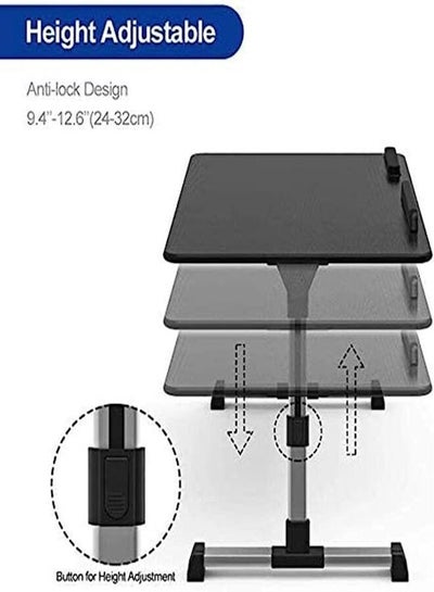 [Large Size] Laptop Bed Tray Table, Adjustable Laptop Stand, Portable Lap Desks with Foldable Legs, Notebook Standing Breakfast Reading Desk for Sofa Couch Floor (Black)