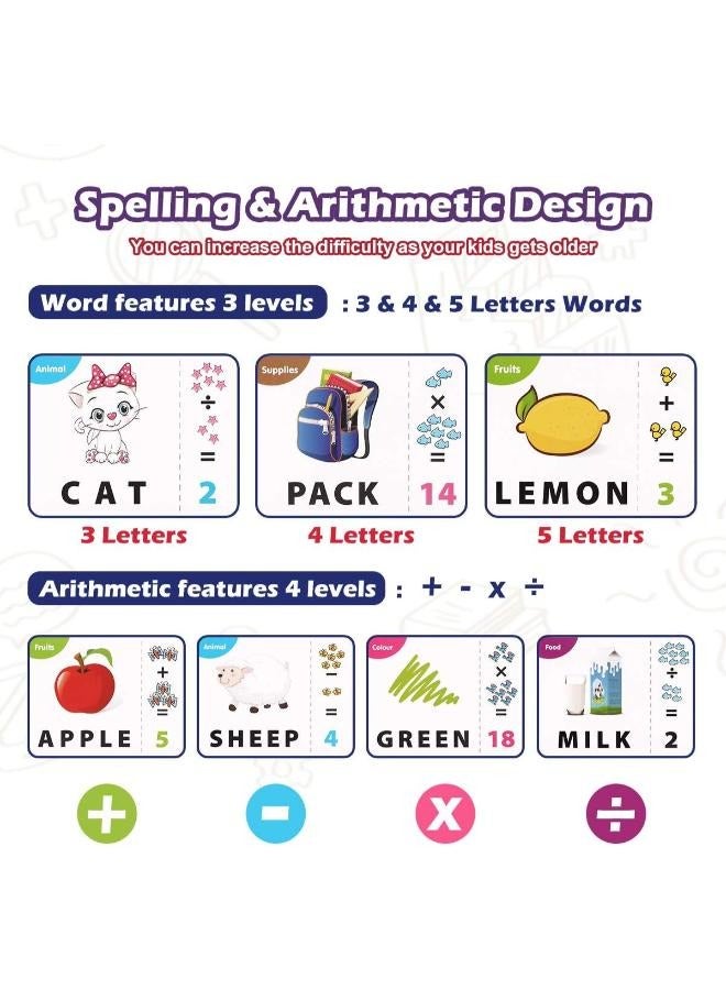 Kids Educational Toys Matching Letter Game, Alphabet and Math Puzzle Game with Flash Cards,Board Game for Kid to Learn Numbers and Spelling Words,Toy Gifts for 3-6 Year Old